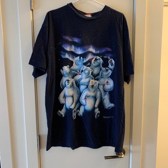 Vintage 90s Coca-cola Coke Polar Bear t-shirt XL - Picture 1 of 6